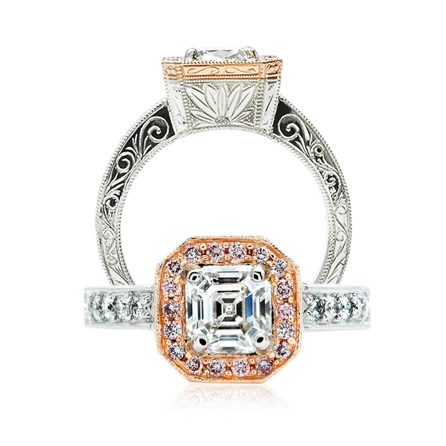 The Ester Pink Diamond Halo Engagement Ring