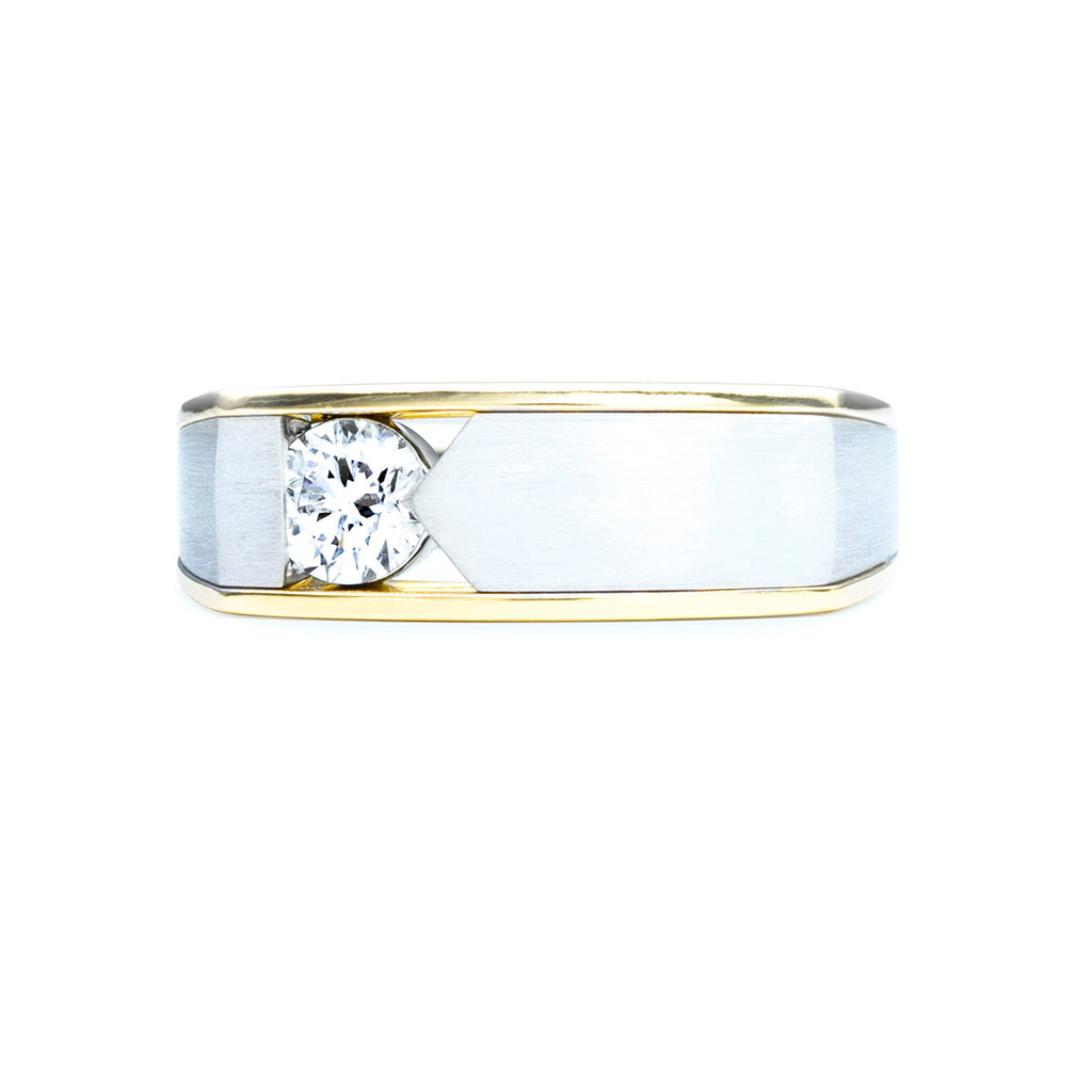 Custom Platinum and Yellow Gold Men's Diamond Ring