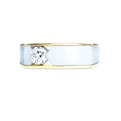 Custom Platinum and Yellow Gold Men's Diamond Ring