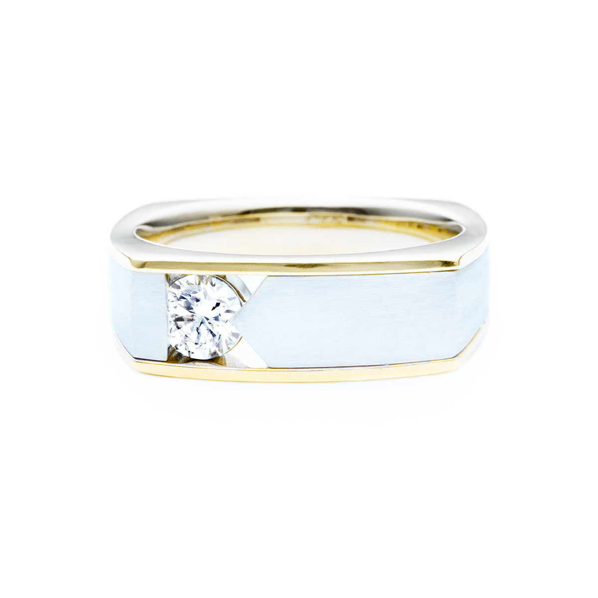Custom Platinum and Yellow Gold Men's Diamond Ring