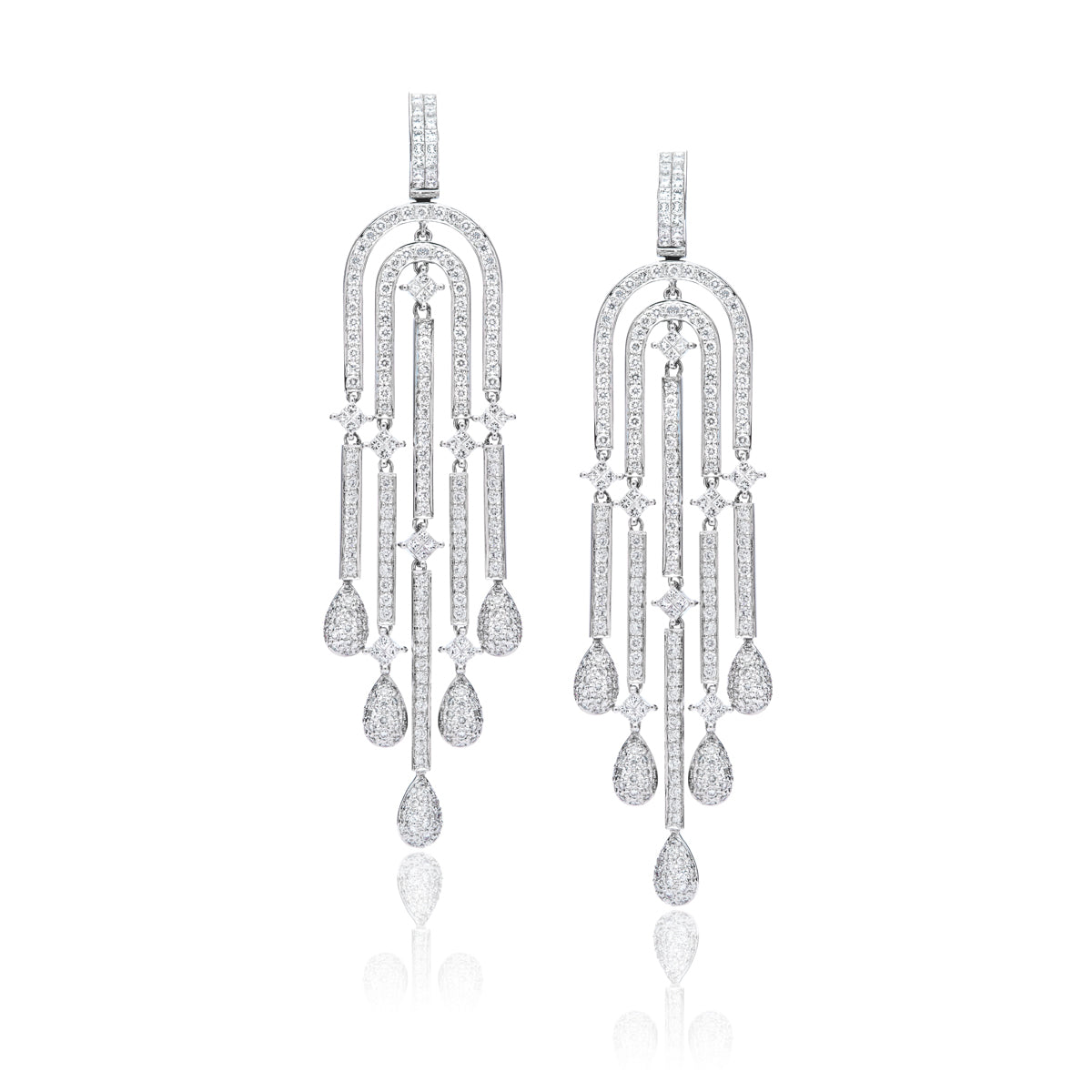 White Gold Diamond Chandelier Earrings