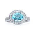 East West Aquamarine and Diamond Ring