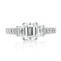 Emerald Cut Bead Set Diamond Engagement Ring
