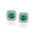 Emerald and Diamond Halo Earrings