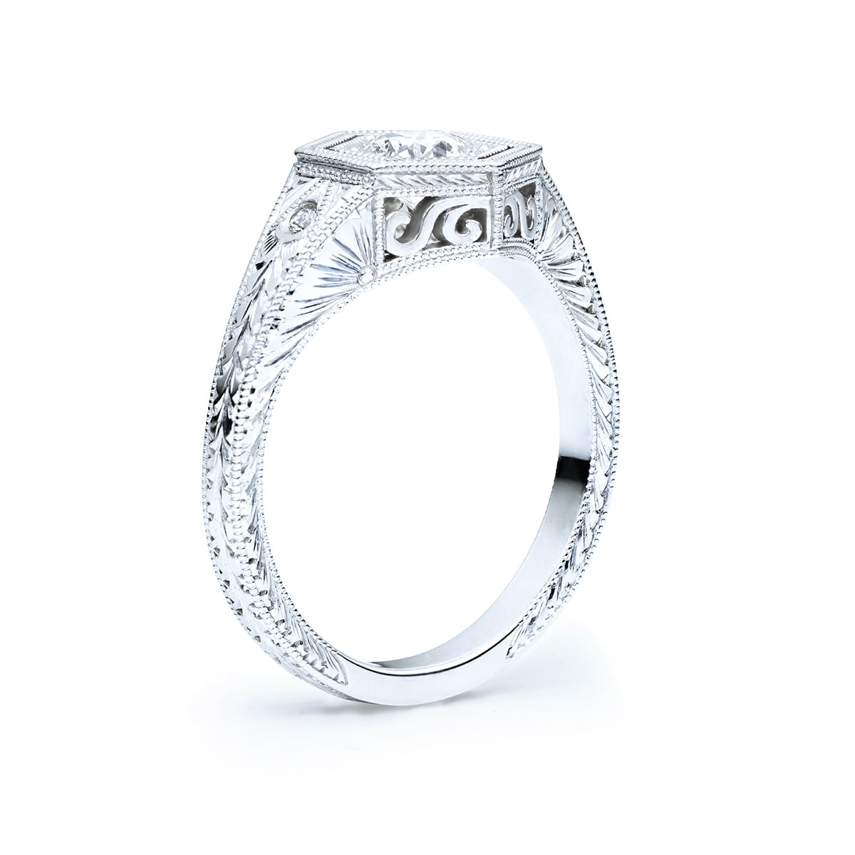 The Caitlin Hand Engraved Engagement Ring