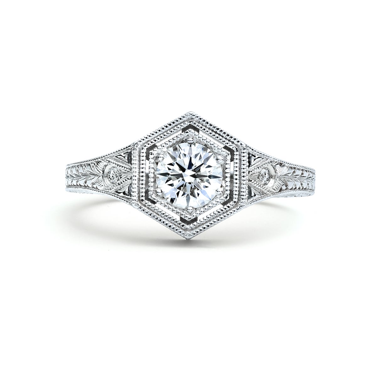 The Caitlin Hand Engraved Engagement Ring