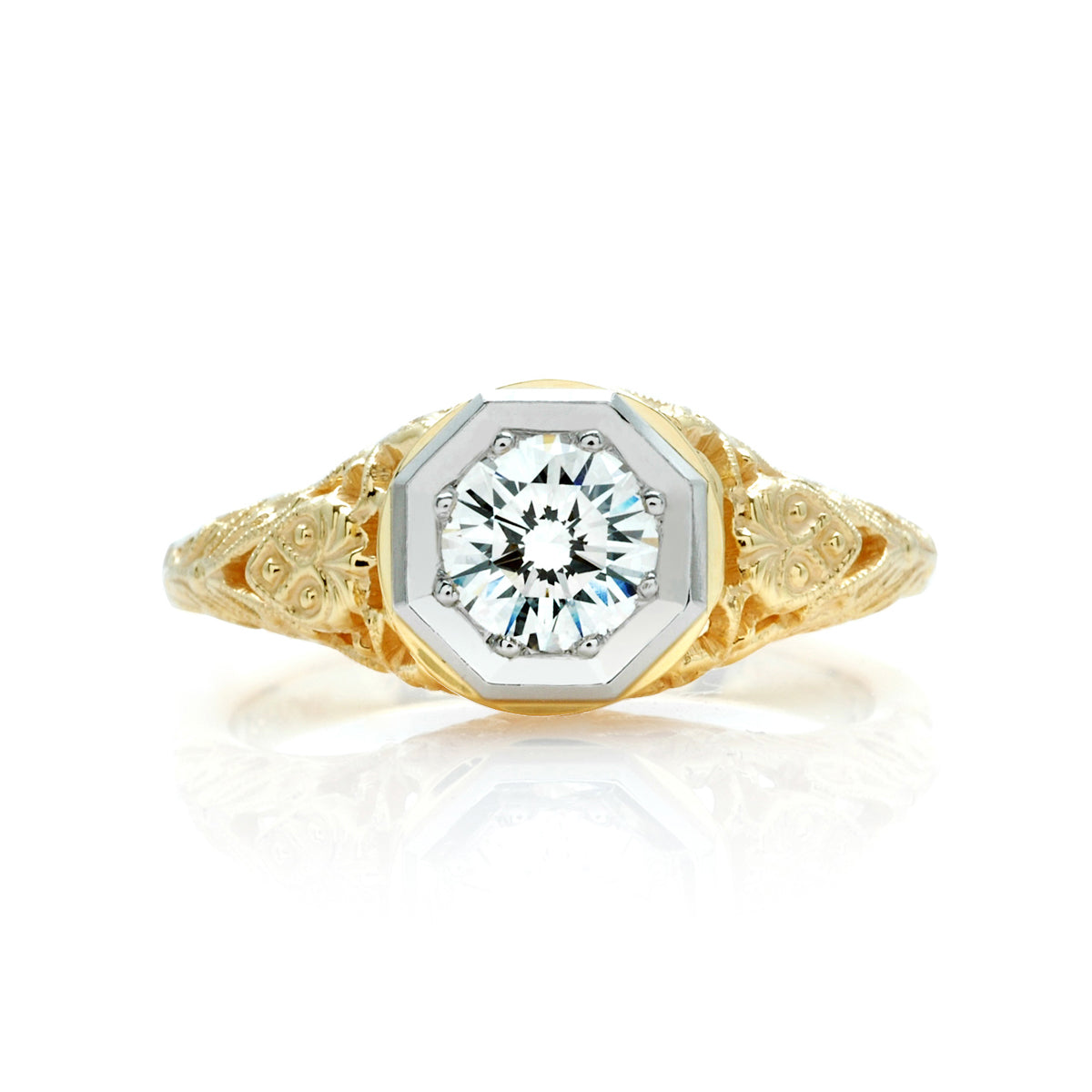 Filigree Diamond Engagement Ring – Yellow Gold