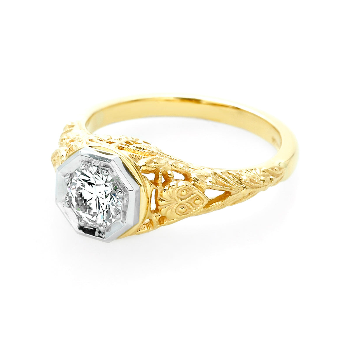 Filigree Diamond Engagement Ring – Yellow Gold