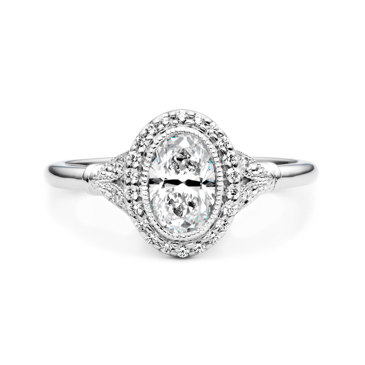 Antique Oval Halo Diamond Engagement Ring