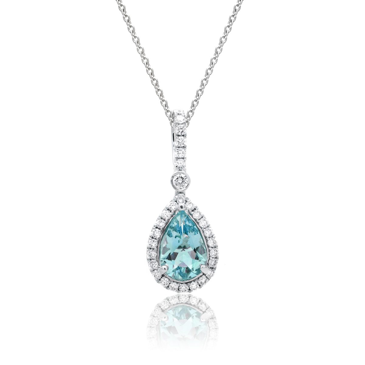 Pear Shaped Aquamarine and Diamond Pendant
