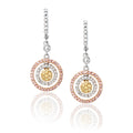 Pink, Yellow, and Colorless Diamond Earrings
