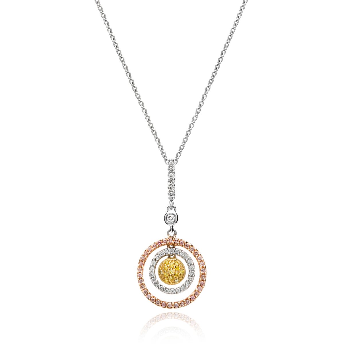 Pink, Yellow, and Colorless Diamond Pendant