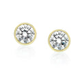 Yellow Gold Bezel Set Diamond Stud Earrings