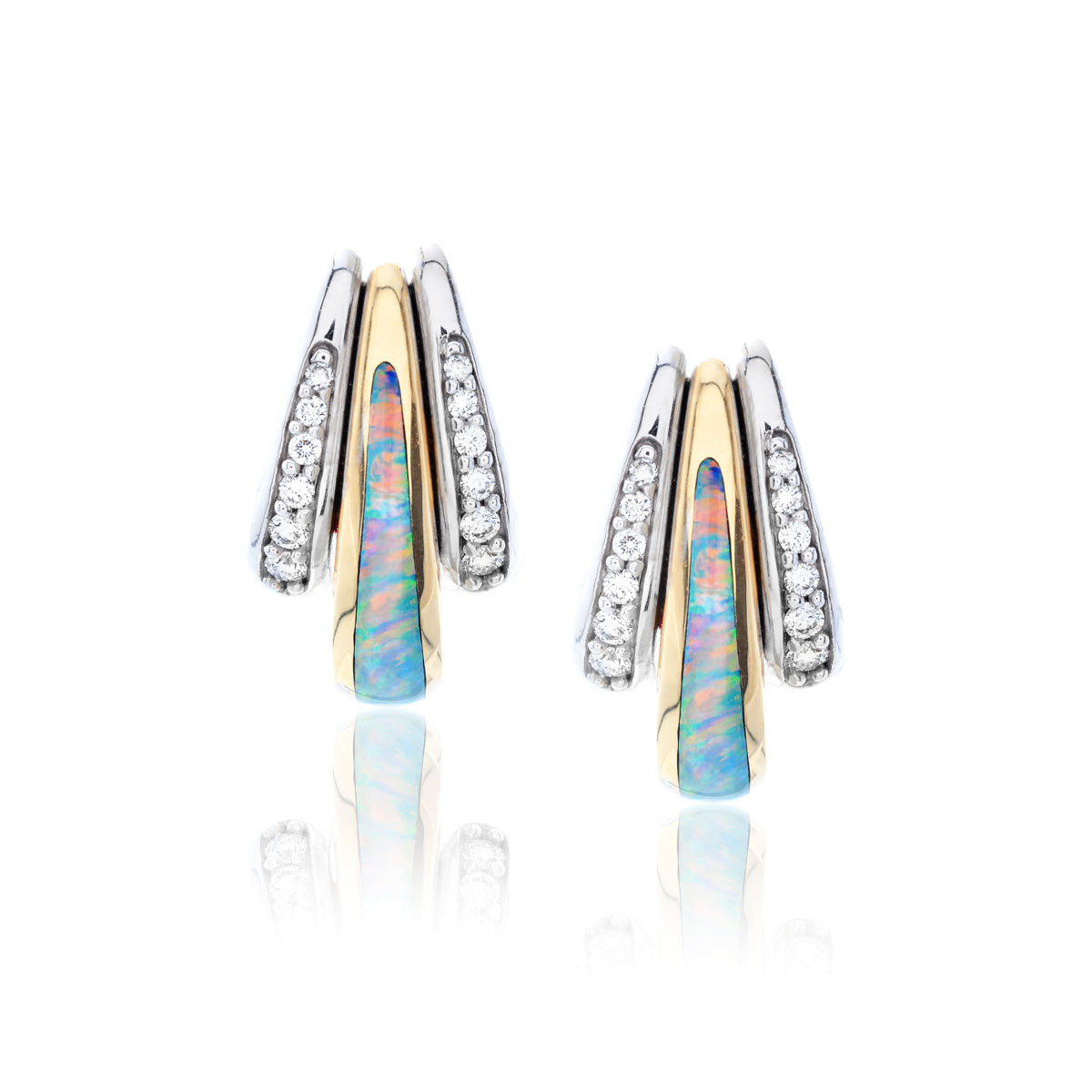 Black Opal and Diamond Earrings