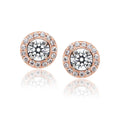 Rose Gold Diamond Halo Stud Earrings