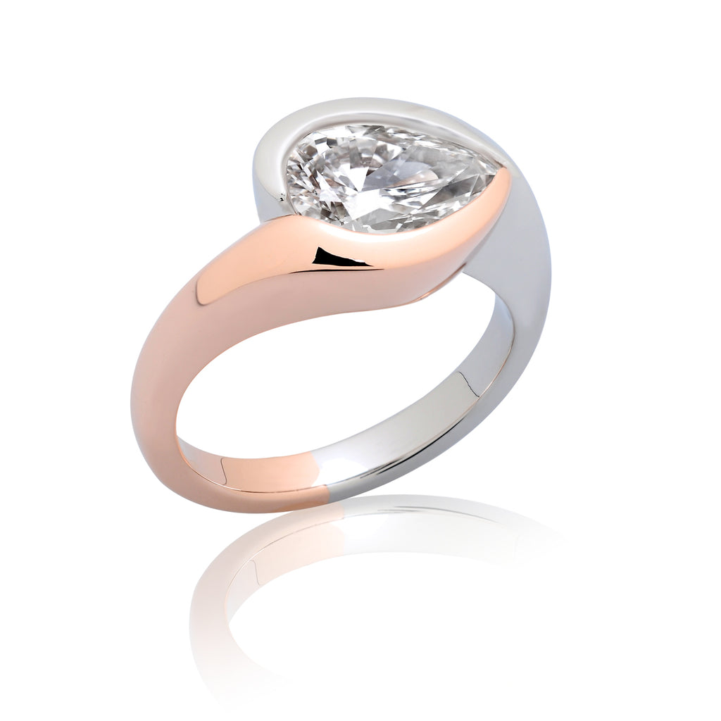 Platinum and Rose Gold Bypass Diamond Engagement Ring