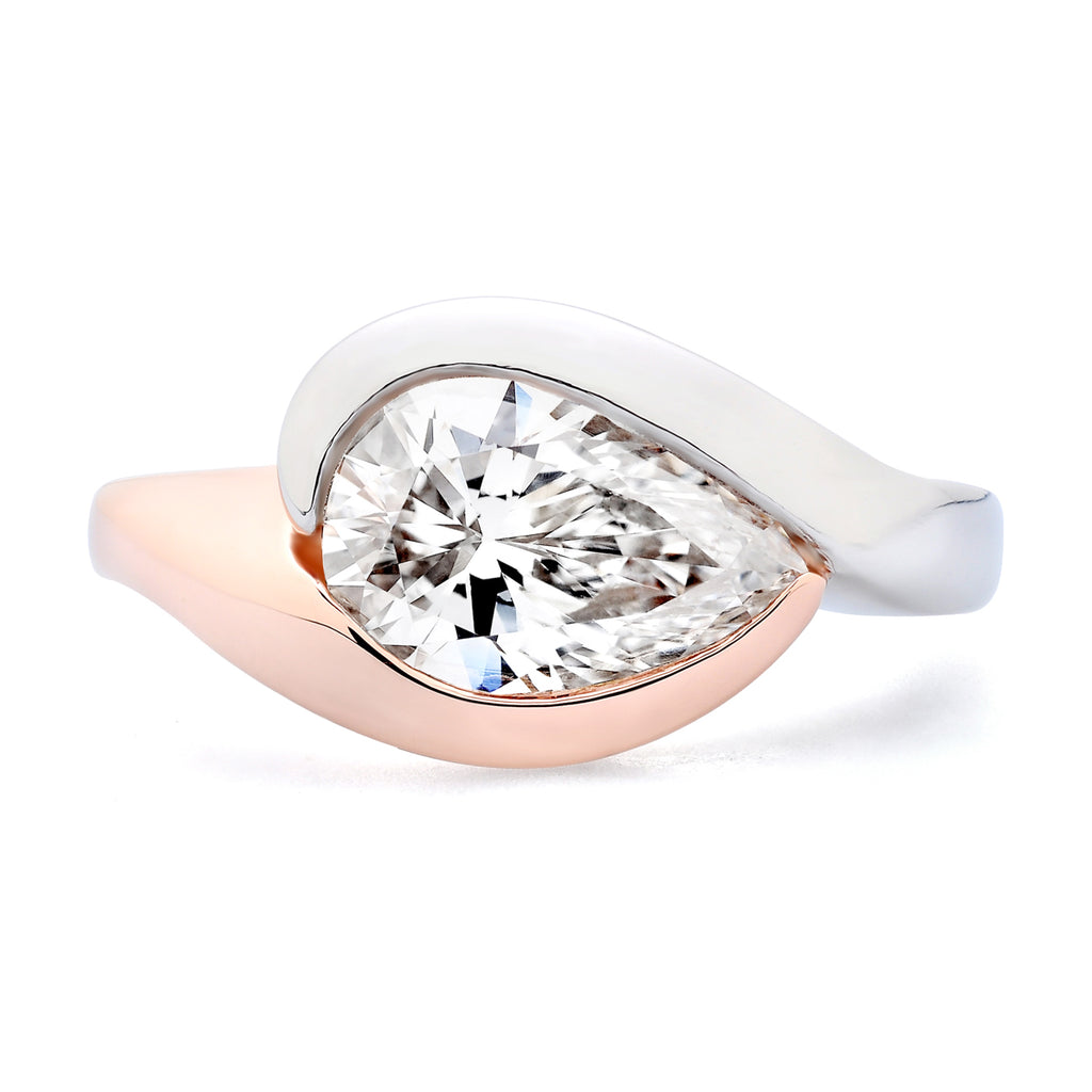 Platinum and Rose Gold Bypass Diamond Engagement Ring