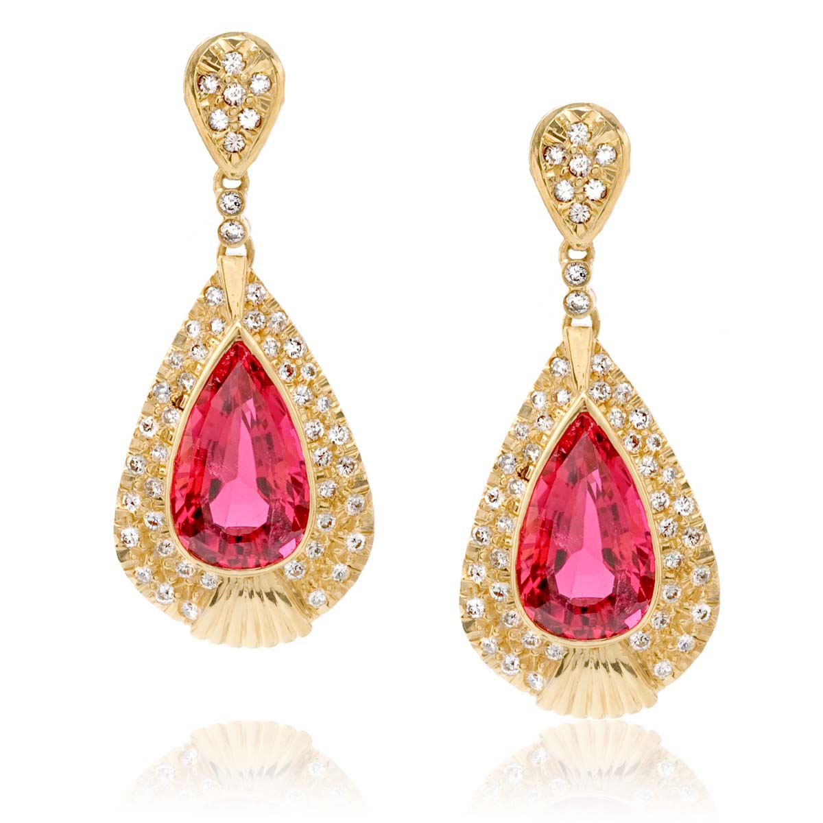 Rubellite and Diamond Drop Earrings