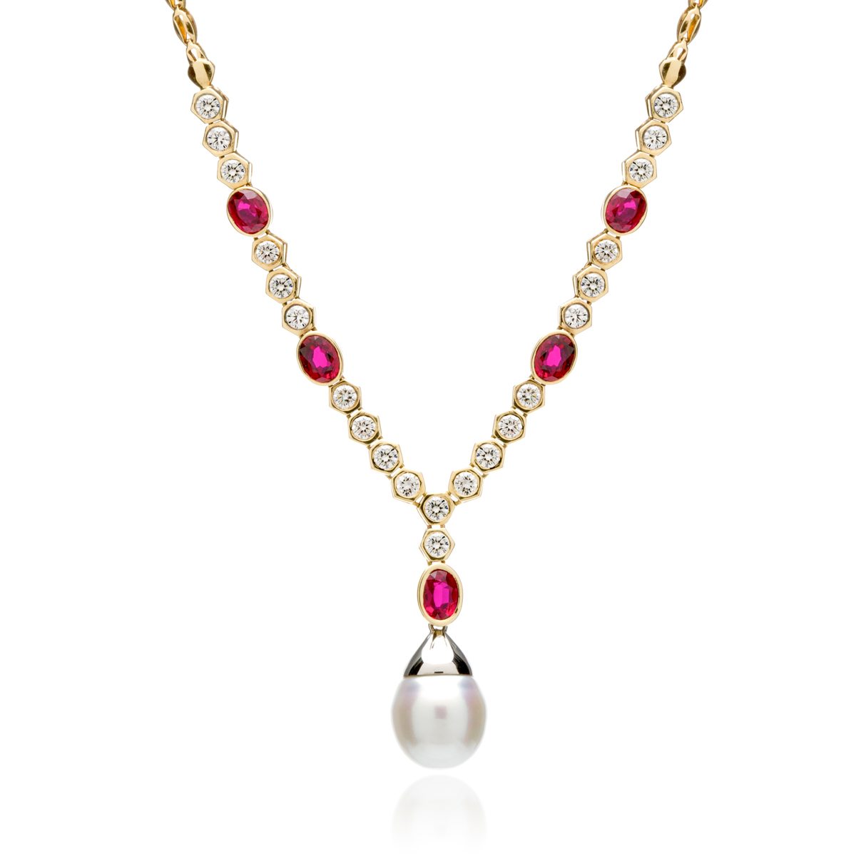 Ruby, Diamond, and Pearl Necklace