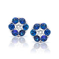 White Gold Sapphire and Diamond Cluster Earrings