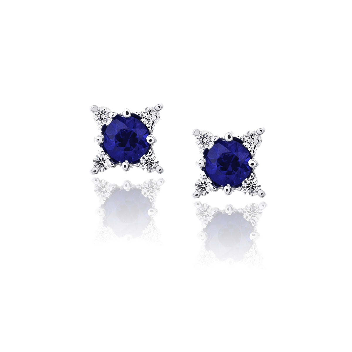 White Gold Sapphire Star Earrings
