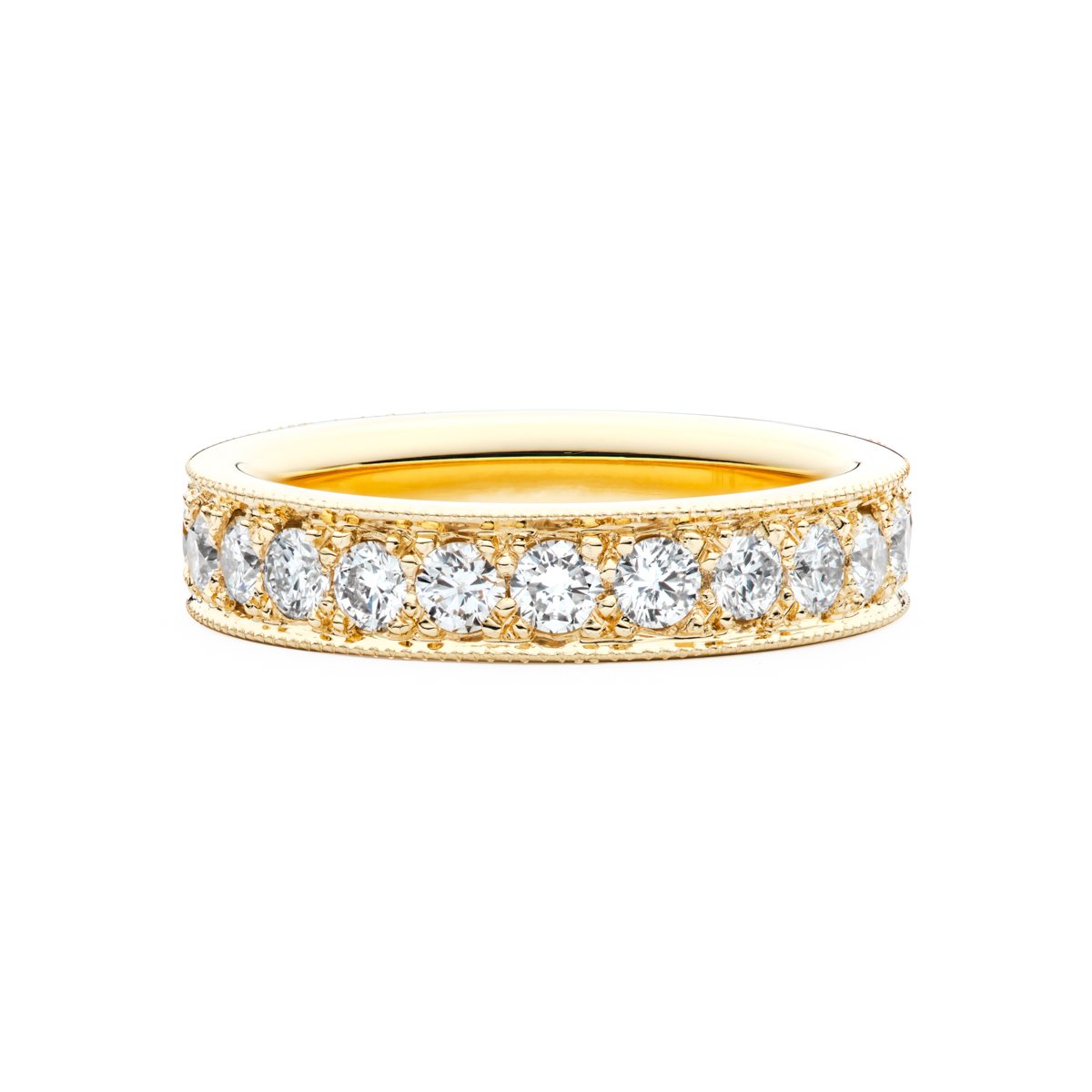 Yellow Gold Bead Set Diamond Band