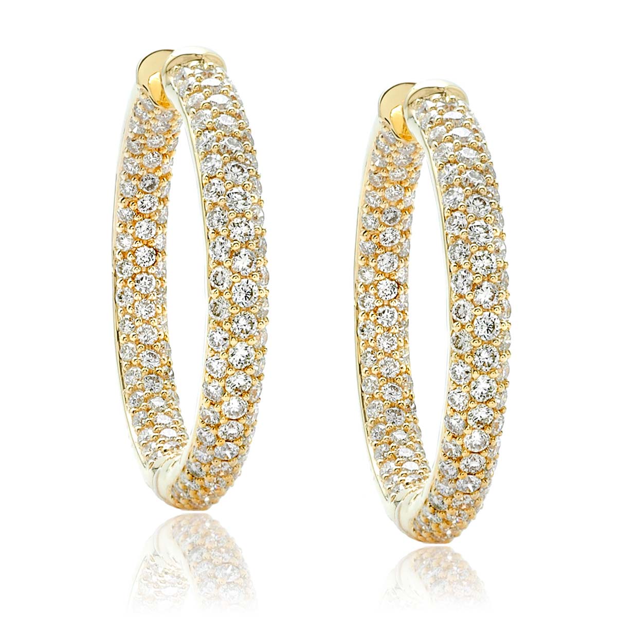 Yellow Gold Diamond Pavé Hoop Earrings