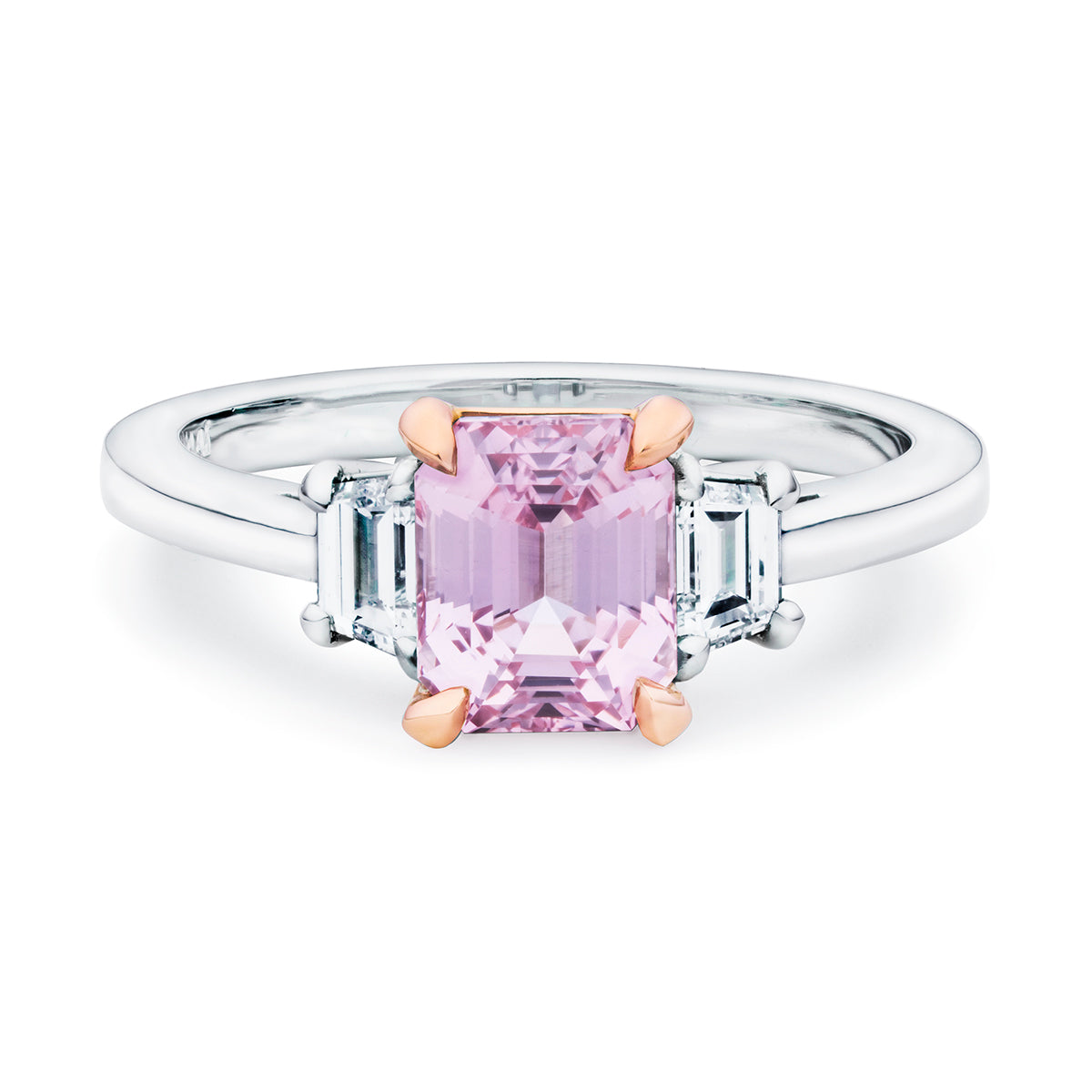 Emerald Cut Pink Sapphire Engagement Ring