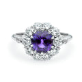 Purple Sapphire Ring With Diamond Halo