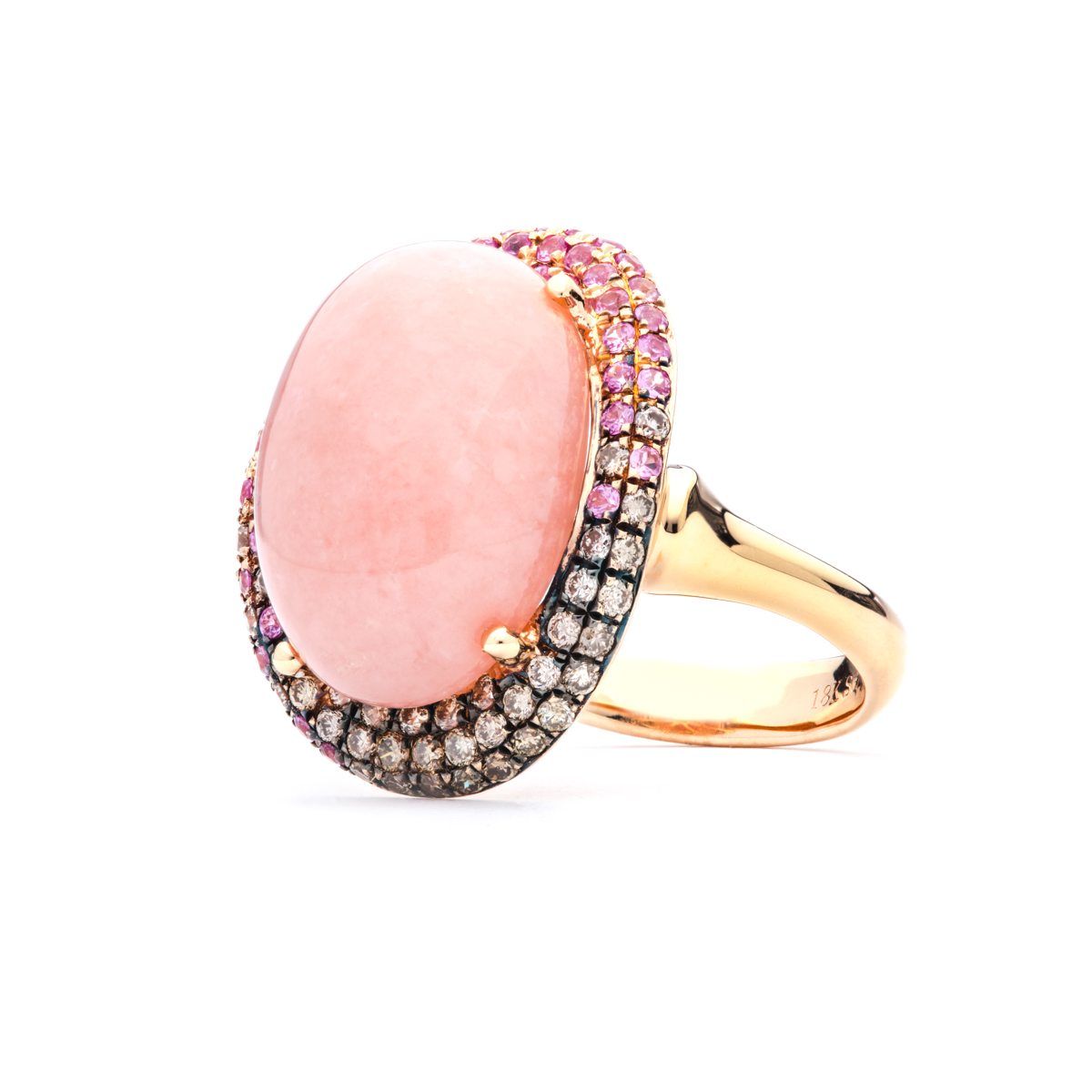 Peruvian Opal, Pink Sapphire, and Diamond Ring