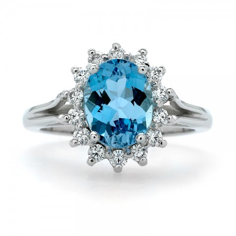 Aquamarine and Diamond Ring 211-10554