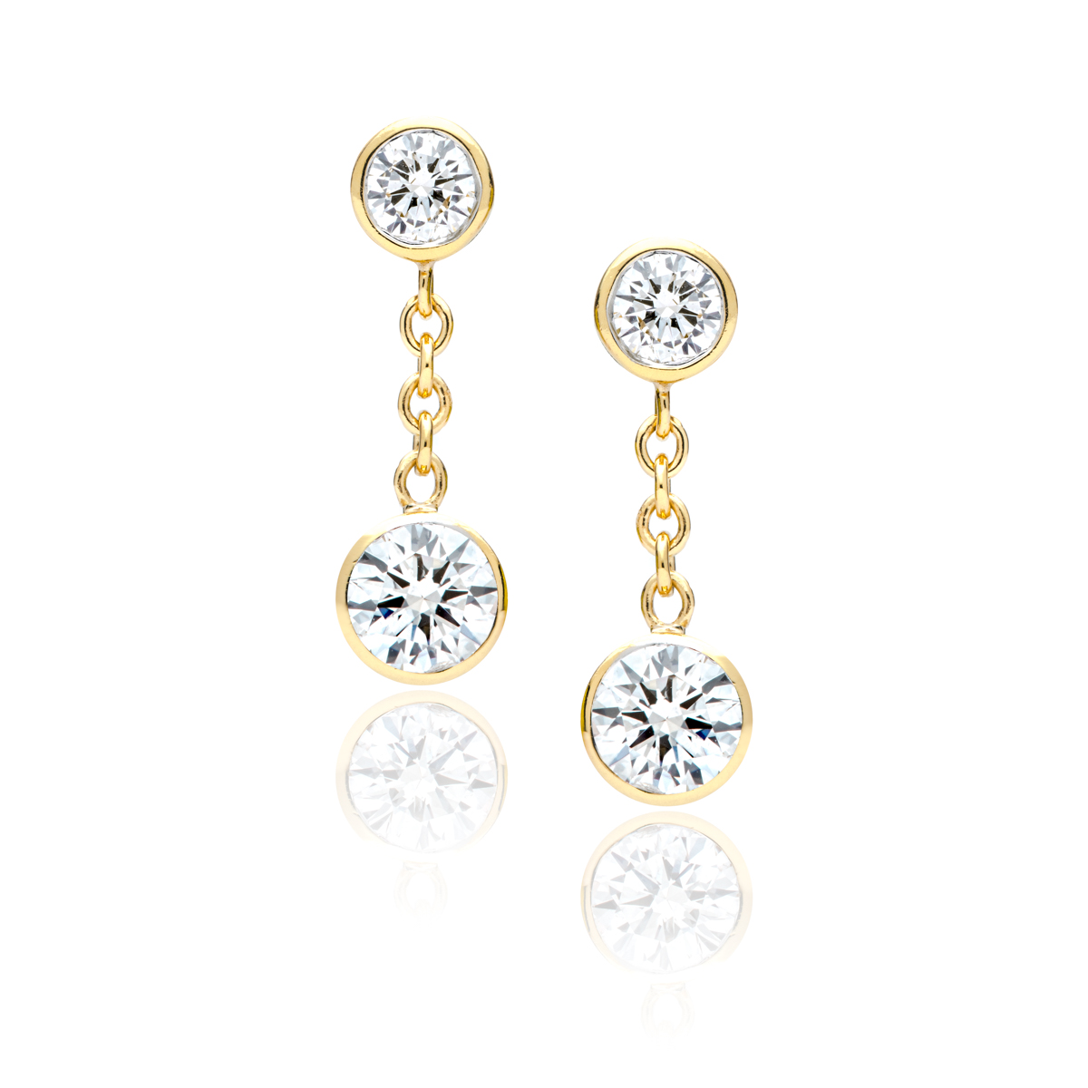 Bezel Set Diamond Dangle Earrings | JM Edwards Jewelry