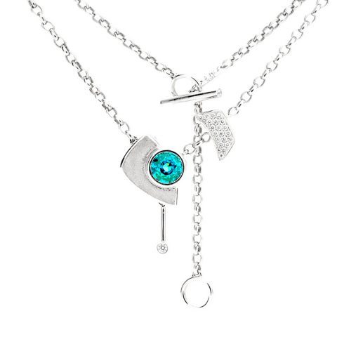 251-10012 Blue Zircon and Diamond Custom Necklace