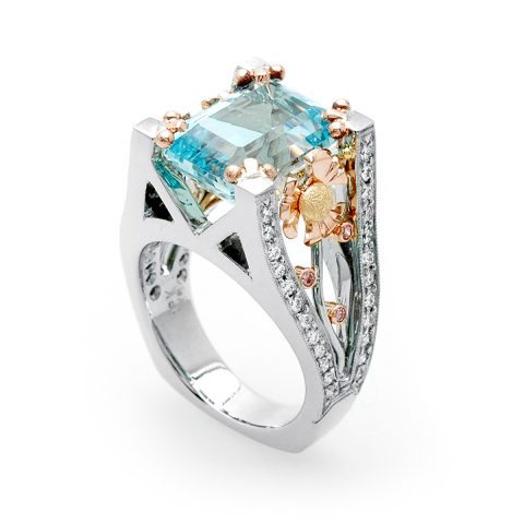 Custom Aquamarine and Diamond Ring-2